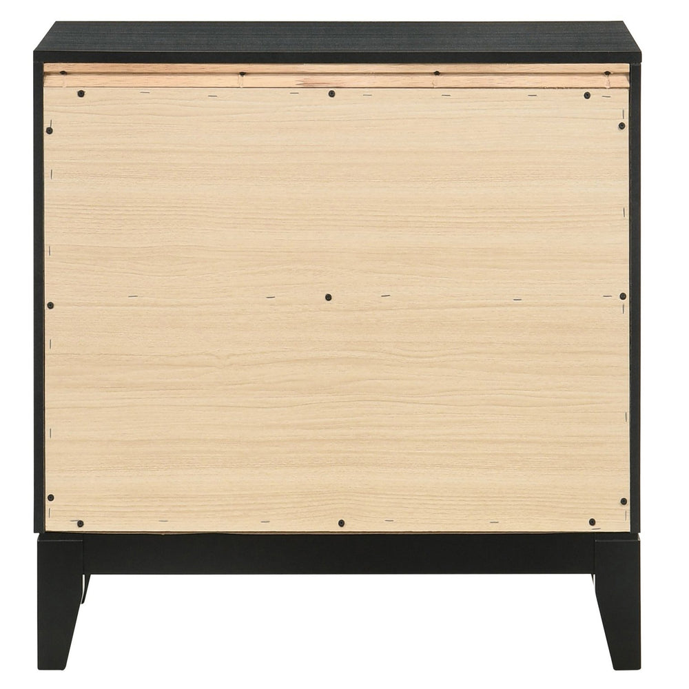 English Elm Weathered Black Two-Drawer Nightstand with Glam Accents, Smooth-Stop Drawers & Generous Storage B062P181333