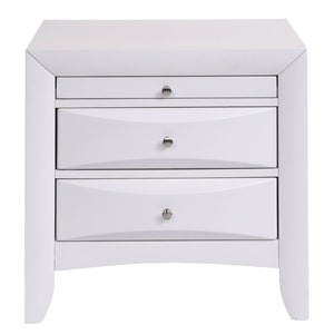 English Elm White Nightstand Elegant 2-Drawer Bedside Table with Top Tray Storage, Spacious Drawers, White Finish B062P181313
