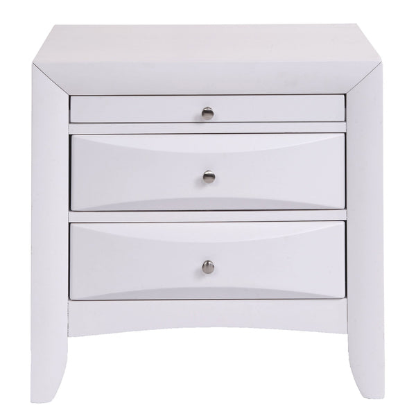 English Elm White Nightstand Elegant 2-Drawer Bedside Table with Top Tray Storage, Spacious Drawers, White Finish B062P181313