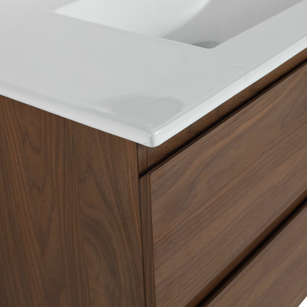 English Elm 36" Wall-Mounted Vanity With Ceramic Sink & 2 Soft-Close Drawers – Modern Space-Saving Design! W999S00166