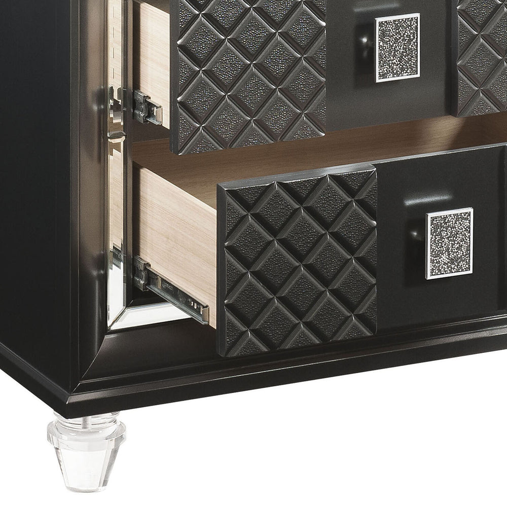 English Elm Metallic Sleek 2-Drawer Nightstand with Felt-Lined Top Drawer, Safety Stops & Acrylic Legs for Luxe Bedside Storage B062P181331