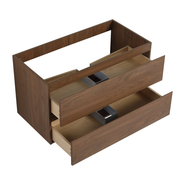 English Elm 36" Wall-Mounted Bathroom Vanity Cabinet with Wood Grain Finish, Soft-Close Drawers, Water-Resistant Plywood Brown Oak W999P174703