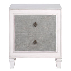 English Elm Rustic Grey and Weathered White 2-Drawer Nightstand