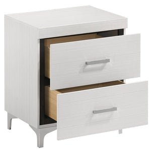 English Elm White 2-Drawer Nightstand with Dovetail English Drawers, 3/4 Extension & Metal Glides, Classic Elegance B062P181342
