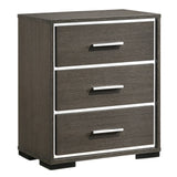 English Elm Grey Oak 3-Drawer Nightstand