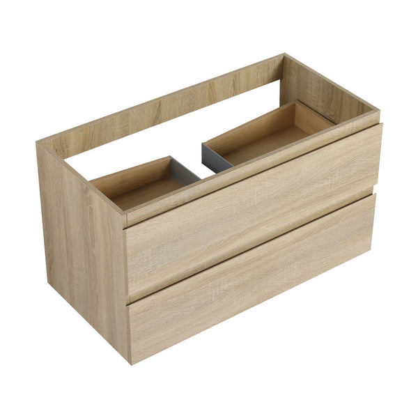 English Elm 36" Wall-Mounted Bathroom Vanity Cabinet with Wood Grain Finish, Soft-Close Drawers, Water-Resistant Plywood Light Oak W999P174700