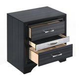 English Elm Black 3-Drawer Nightstand