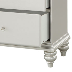 English Elm Platinum Transitional 2-Drawer Nightstand with Felt-Lined Top Drawer, Rhinestone Accents & Safety Stops for Luxury Bedside Storage and Smooth Operation B062P181314