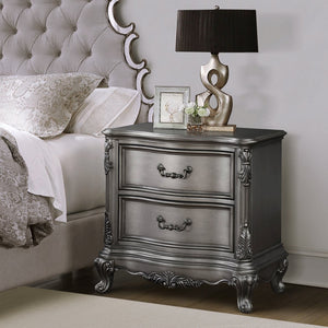 English Elm Antique Platinum 2-Drawer Nightstand with Felt-Lined Drawers, Dovetail Craftsmanship & Safety Stop B062P181341