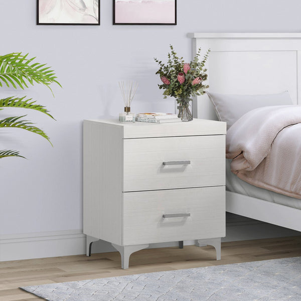 English Elm White 2-Drawer Nightstand with Dovetail English Drawers, 3/4 Extension & Metal Glides, Classic Elegance B062P181342