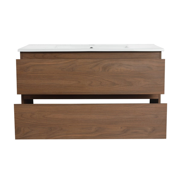 English Elm 36" Wall-Mounted Vanity With Ceramic Sink & 2 Soft-Close Drawers – Modern Space-Saving Design! W999S00166