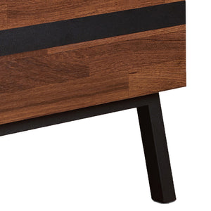 English Elm Walnut Modern 2-Drawer Nightstand with Safety Stop and Manual Close, Versatile Walnut & Sandy Black Finish B062P181337