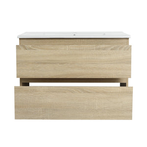English Elm 30" Modern Wall-Mounted Bathroom Vanity With Durable Ceramic Sink & Soft-Close Drawers For Style W999S00168