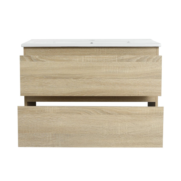 English Elm 30" Modern Wall-Mounted Bathroom Vanity With Durable Ceramic Sink & Soft-Close Drawers For Style W999S00168