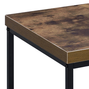 English Elm Weathered Oak End Table With Black Metal Base – Rustic Charm Meets Modern Style For Any Space B062P181351-GIGA