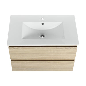 English Elm 30" Modern Wall-Mounted Bathroom Vanity With Durable Ceramic Sink & Soft-Close Drawers For Style W999S00168
