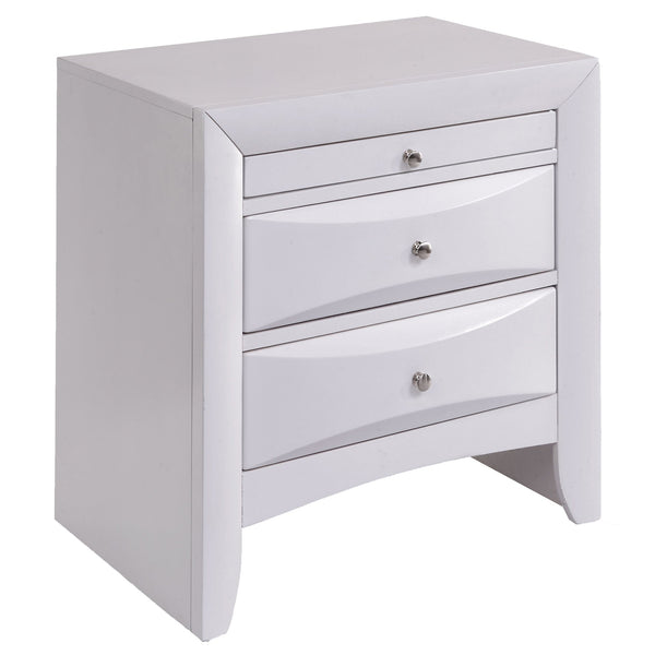 English Elm White Nightstand Elegant 2-Drawer Bedside Table with Top Tray Storage, Spacious Drawers, White Finish B062P181313