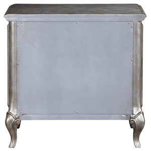 English Elm Antique Champagne Mirrored 2-Drawer Nightstand with Felt-Lined Top Drawer & Soft-Close Safety Stops B062P181316