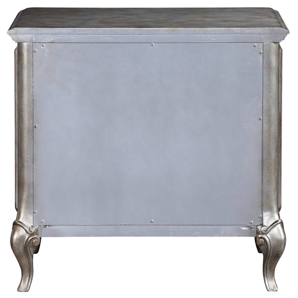 English Elm Antique Champagne Mirrored 2-Drawer Nightstand with Felt-Lined Top Drawer & Soft-Close Safety Stops B062P181316