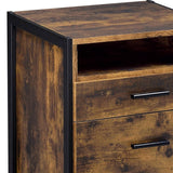 English Elm Rustic Oak and Black 2-Drawer Nightstand