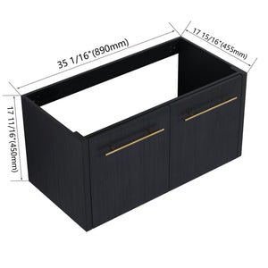 English Elm 36 36 Inch Wall-mounted Bathroom Vanity Cabinet Body Only Modern Soft-Close Doors Water-Resistant Melamine W999P174661
