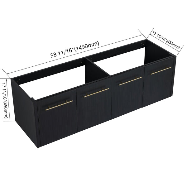 English Elm 60 Inch Wall-mounted Bathroom Vanity Cabinet BVB09160BCT — Soft-Closing Doors, Water-Resistant Plywood, Modern Ergonomic Design W999P174665
