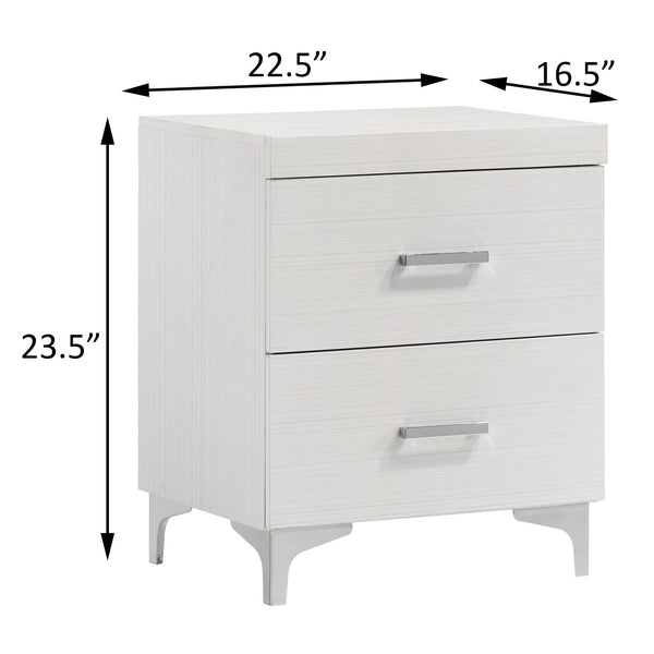 English Elm White 2-Drawer Nightstand with Dovetail English Drawers, 3/4 Extension & Metal Glides, Classic Elegance B062P181342