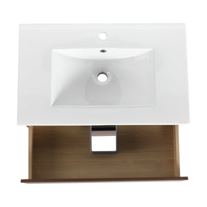 English Elm 30" Wall-Mounted Bathroom Vanity With Ceramic Sink, Soft-Close Drawers, Eco-Friendly Design & Style W999S00165