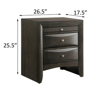 English Elm Grey Oak Two-Drawer Nightstand with Top Tray, Spacious Storage, Stylish Oak Finish for Bedroom (98) B062P181317