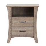 Rustic Nightstand with 2 Drawers and Open Shelf: Manual-Close, Safety Stops, Metal Glides | 24.50 x 16.50 x 24.50