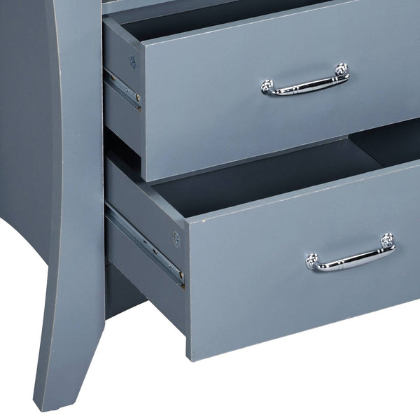 English Elm Grey Nightstand with 2 Drawers, Open Shelf, Smooth Metal Glides, Safety Stops, Elegant Grey Finish B062P181339