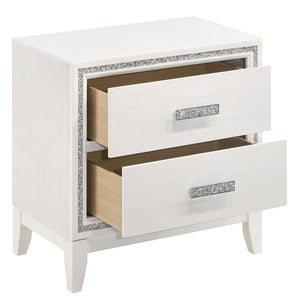 English Elm White 2-drawer Nightstand with Glam Accents, Smooth-Closing Drawers, Spacious Modern Bedroom Storage B062P181334