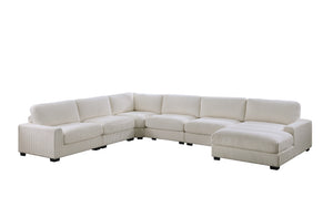 English Elm Beige Modular 6pc Sectional Couch in Soft Corduroy – Configurable LAF/Raf/Armless Pieces, Modern Elegance B011S00887