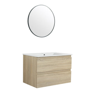 English Elm 30" Modern Wall-Mounted Bathroom Vanity With Durable Ceramic Sink & Soft-Close Drawers For Style W999S00168