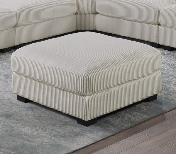 English Elm Living Modular Corduroy Ottoman Beige — Soft Wide-Welt Cushion, Compact Low-Leg Cocktail Seat B011P182989