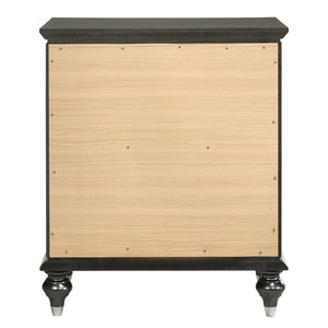 English Elm Metallic Grey Nightstand with Crystal Trim, 2 Spacious Drawers, Safety Stops, Glam Transitional Style B062P181327