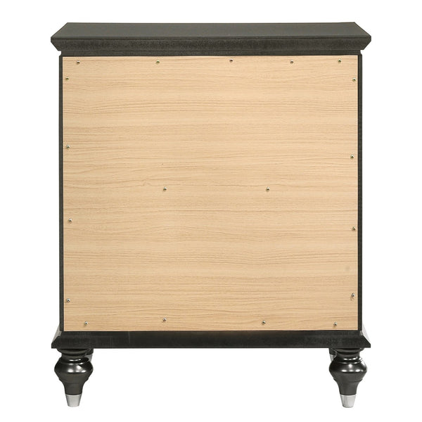English Elm Metallic Grey Nightstand with Crystal Trim, 2 Spacious Drawers, Safety Stops, Glam Transitional Style B062P181327
