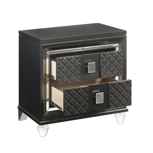 English Elm Metallic Sleek 2-Drawer Nightstand with Felt-Lined Top Drawer, Safety Stops & Acrylic Legs for Luxe Bedside Storage B062P181331