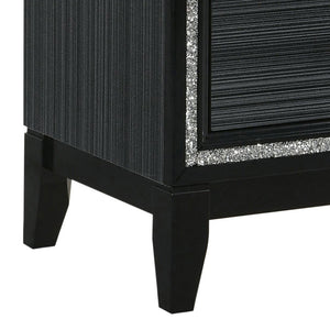 English Elm Weathered Black Two-Drawer Nightstand with Glam Accents, Smooth-Stop Drawers & Generous Storage B062P181333