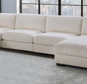 English Elm Beige Modular 6pc Sectional Couch in Soft Corduroy – Configurable LAF/Raf/Armless Pieces, Modern Elegance B011S00887
