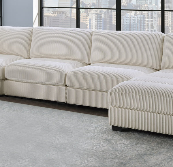 English Elm Beige Modular 6pc Sectional Couch in Soft Corduroy – Configurable LAF/Raf/Armless Pieces, Modern Elegance B011S00887