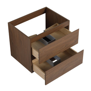 English Elm 24" Wall-Mounted Bathroom Vanity With Black Ceramic Sink & 2 Soft-Close Drawers For Stylish Storage W999S00193