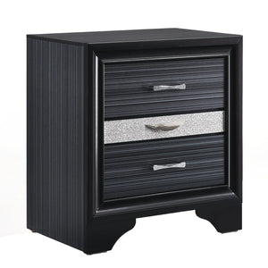 English Elm Black Sleek 3-Drawer Nightstand with Felt-Lined Jewelry Drawer, Modern Black Finish, Chic Bedroom Storage B062P181321