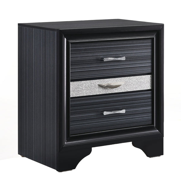 English Elm Black Sleek 3-Drawer Nightstand with Felt-Lined Jewelry Drawer, Modern Black Finish, Chic Bedroom Storage B062P181321