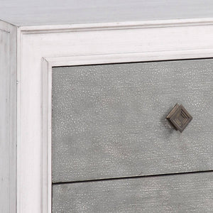 English Elm Rustic 2-Drawer Nightstand in Grey & Weathered White Finish with Felt-Lined Drawer and Safety Stop B062P181343