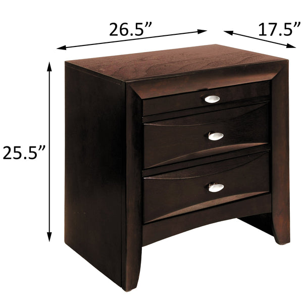 English Elm Espresso Two-Drawer Nightstand with Top Tray Storage, Romantic Bedroom Accent, Spacious Drawers for Essentials B062P181312