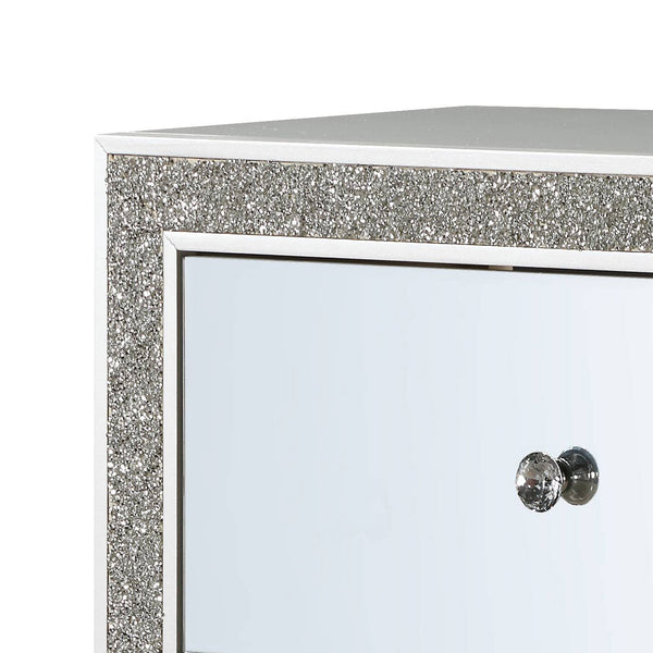 English Elm Champagne Mirrored 2-Drawer Nightstand with Felt-Lined Top Drawer, Glamorous Champagne Finish and Acrylic Accents B062P181340