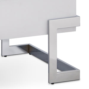 English Elm White White High Gloss and Chrome Coffee Table with Lift-Glide Top, Dual Storage, Modern Chic Design B062P181355