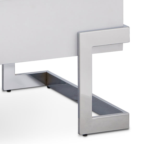 English Elm White White High Gloss and Chrome Coffee Table with Lift-Glide Top, Dual Storage, Modern Chic Design B062P181355