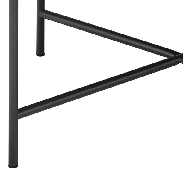 English Elm Weathered Grey Oak Round Coffee Table With Black Metal Trim – Industrial Charm For Modern Living Rooms B062P181353-GIGA